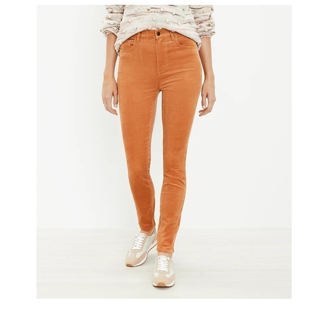 Loft Brown Corduroy High Waist Skinny Pants